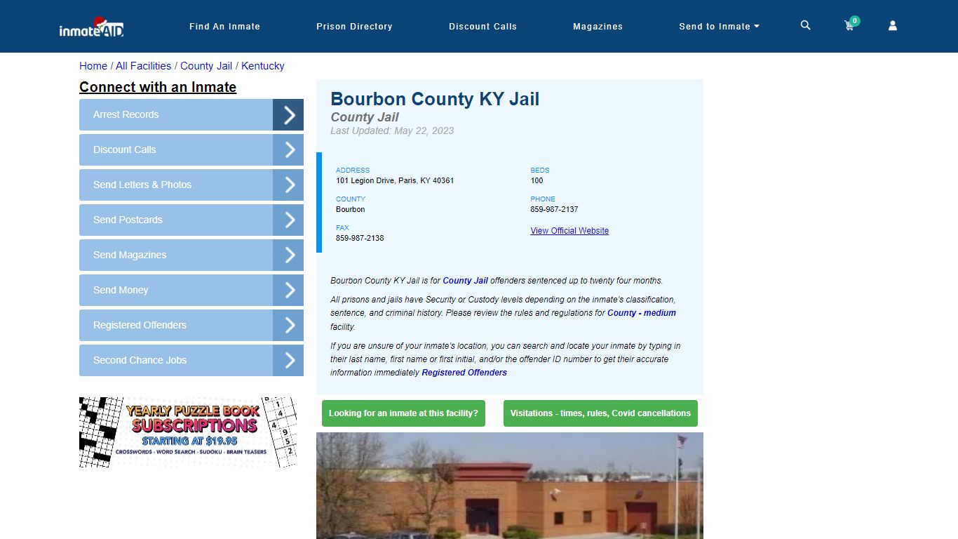 Bourbon County KY Jail - Inmate Locator - Paris, KY